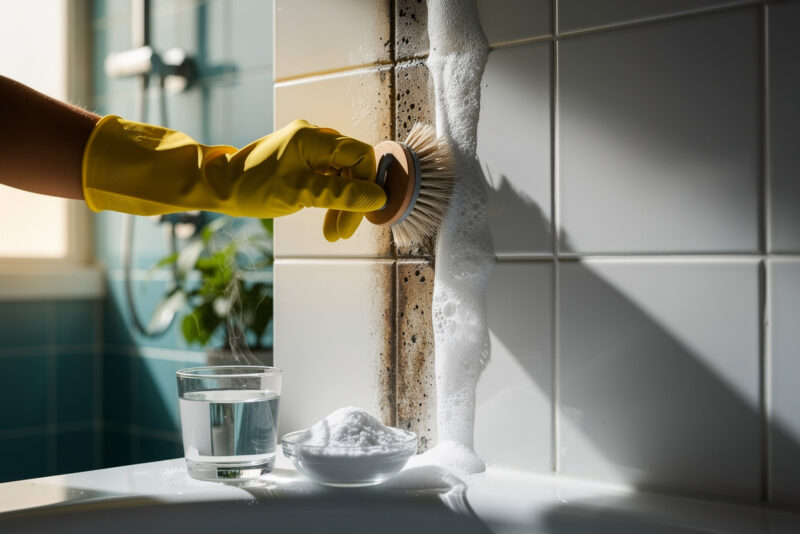 Nettoyez vos joints de carrelage de salle de bain au percarbonate